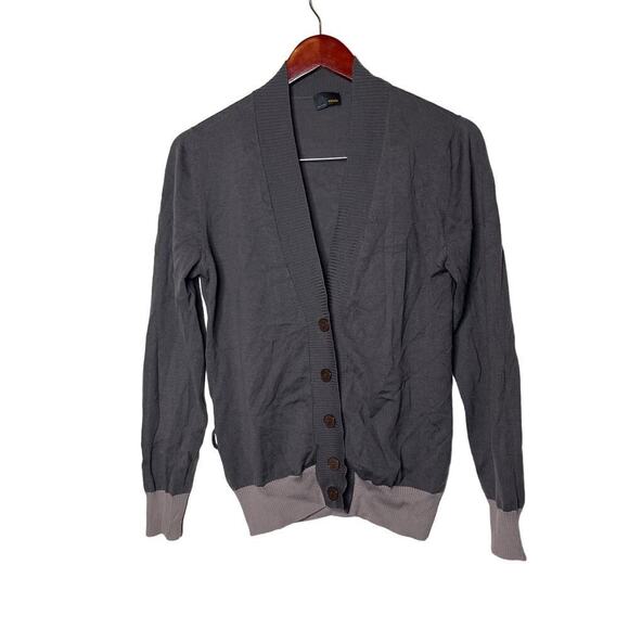 Fendi Long Sleeve V Neck Merino Wool Cardigan Sweater Gray IT 44 US 8 - Picture 1 of 13